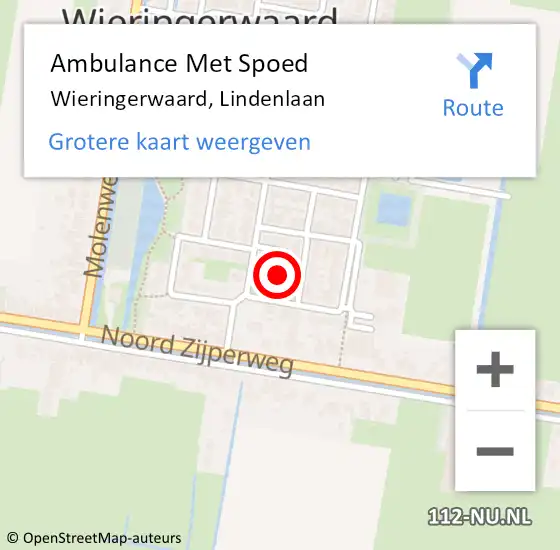 Locatie op kaart van de 112 melding: Ambulance Met Spoed Naar Wieringerwaard, Lindenlaan op 31 juli 2023 10:44