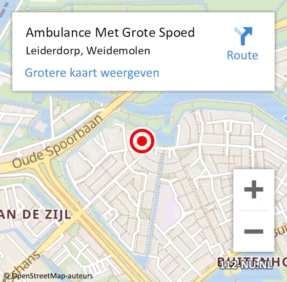 Locatie op kaart van de 112 melding: Ambulance Met Grote Spoed Naar Leiderdorp, Weidemolen op 31 juli 2023 10:53