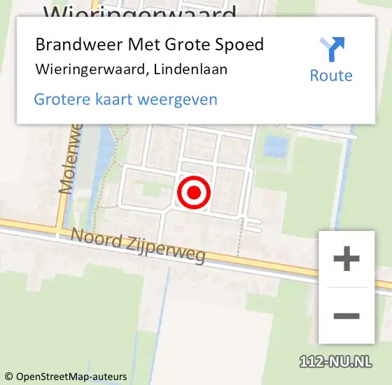 Locatie op kaart van de 112 melding: Brandweer Met Grote Spoed Naar Wieringerwaard, Lindenlaan op 31 juli 2023 11:05