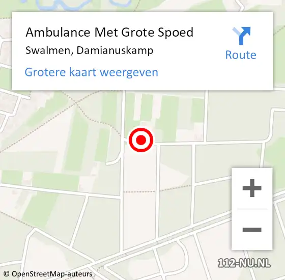 Locatie op kaart van de 112 melding: Ambulance Met Grote Spoed Naar Swalmen, Damianuskamp op 31 juli 2023 11:09