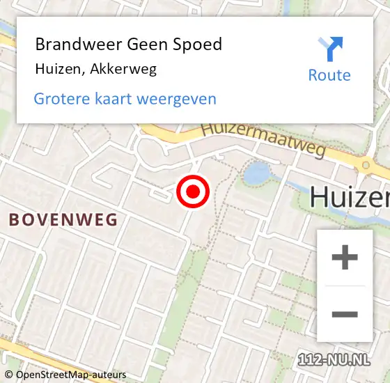 Locatie op kaart van de 112 melding: Brandweer Geen Spoed Naar Huizen, Akkerweg op 31 juli 2023 11:35