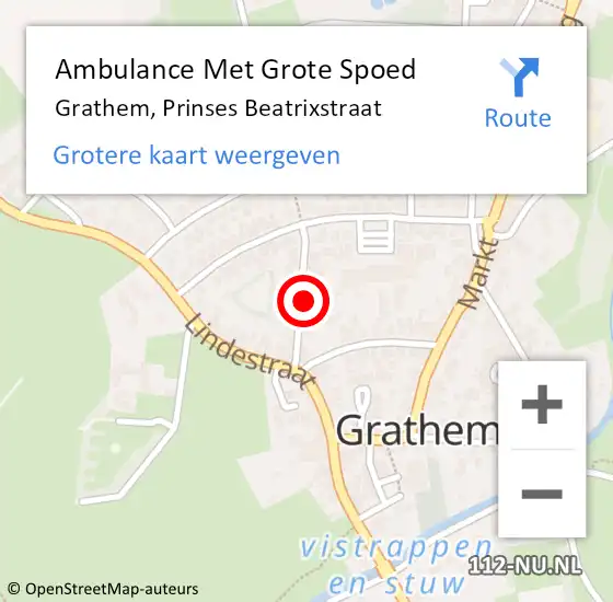 Locatie op kaart van de 112 melding: Ambulance Met Grote Spoed Naar Grathem, Prinses Beatrixstraat op 31 juli 2023 11:37