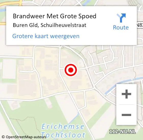 Locatie op kaart van de 112 melding: Brandweer Met Grote Spoed Naar Buren Gld, Schuilheuvelstraat op 3 september 2014 13:28