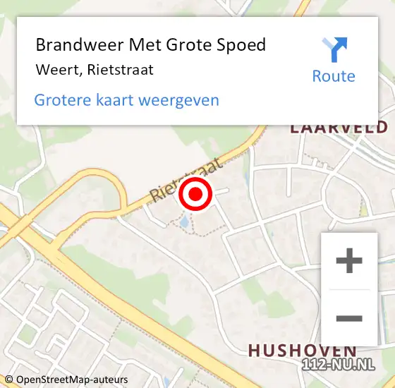 Locatie op kaart van de 112 melding: Brandweer Met Grote Spoed Naar Weert, Rietstraat op 31 juli 2023 12:28