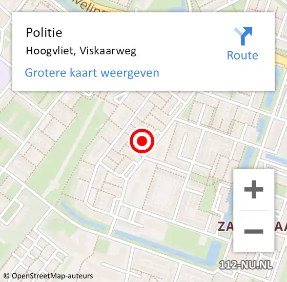 Locatie op kaart van de 112 melding: Politie Hoogvliet, Viskaarweg op 31 juli 2023 13:25