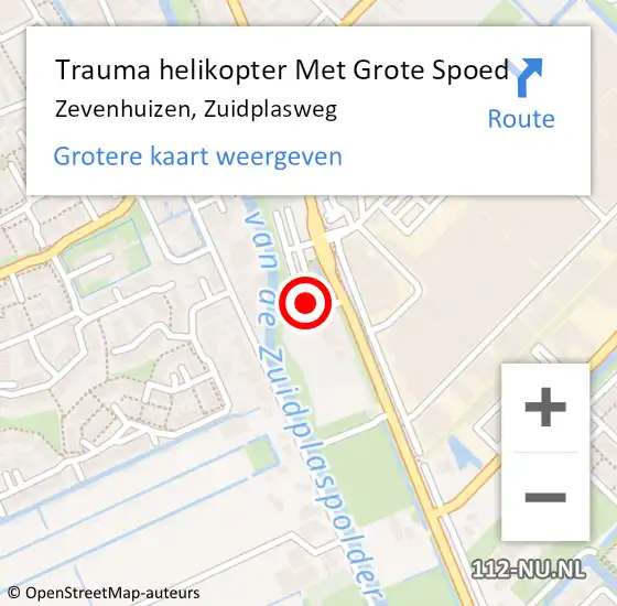 Locatie op kaart van de 112 melding: Trauma helikopter Met Grote Spoed Naar Zevenhuizen, Zuidplasweg op 31 juli 2023 13:37
