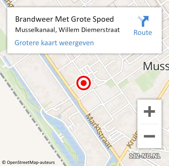 Locatie op kaart van de 112 melding: Brandweer Met Grote Spoed Naar Musselkanaal, Willem Diemerstraat op 31 juli 2023 13:39