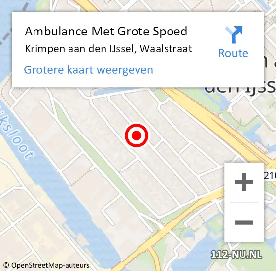 Locatie op kaart van de 112 melding: Ambulance Met Grote Spoed Naar Krimpen aan den IJssel, Waalstraat op 31 juli 2023 14:04