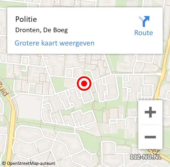 Locatie op kaart van de 112 melding: Politie Dronten, De Boeg op 3 september 2014 13:38