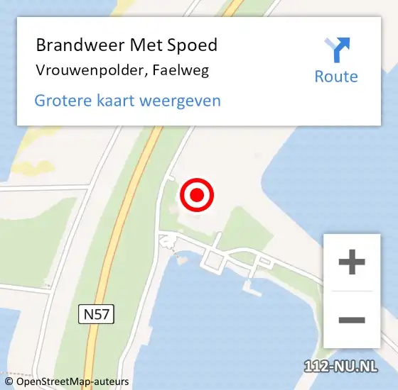 Locatie op kaart van de 112 melding: Brandweer Met Spoed Naar Vrouwenpolder, Faelweg op 31 juli 2023 14:35