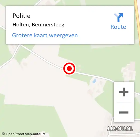 Locatie op kaart van de 112 melding: Politie Holten, Beumersteeg op 31 juli 2023 14:36