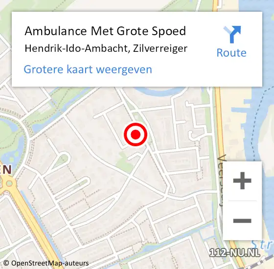 Locatie op kaart van de 112 melding: Ambulance Met Grote Spoed Naar Hendrik-Ido-Ambacht, Zilverreiger op 31 juli 2023 14:46