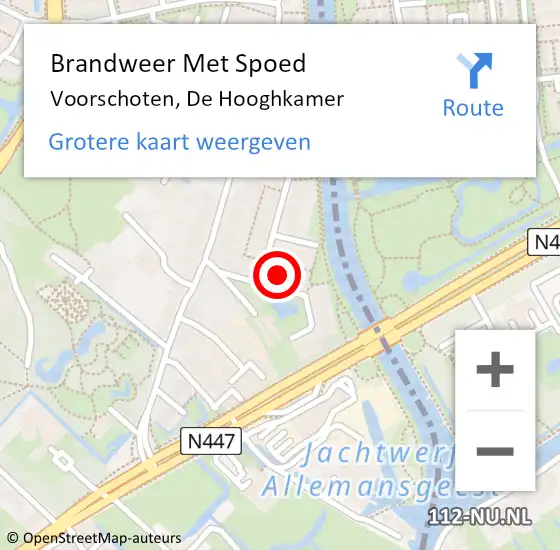 Locatie op kaart van de 112 melding: Brandweer Met Spoed Naar Voorschoten, De Hooghkamer op 31 juli 2023 14:51