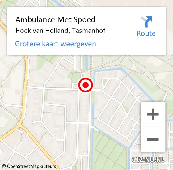 Locatie op kaart van de 112 melding: Ambulance Met Spoed Naar Hoek van Holland, Tasmanhof op 31 juli 2023 15:08