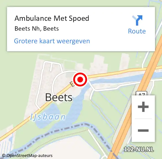 Locatie op kaart van de 112 melding: Ambulance Met Spoed Naar Beets Nh, Beets op 3 september 2014 13:46