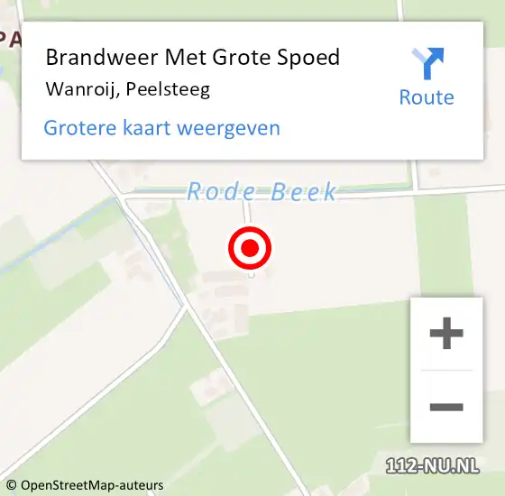 Locatie op kaart van de 112 melding: Brandweer Met Grote Spoed Naar Wanroij, Peelsteeg op 31 juli 2023 16:05