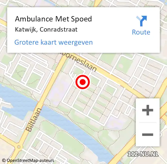 Locatie op kaart van de 112 melding: Ambulance Met Spoed Naar Katwijk, Conradstraat op 31 juli 2023 16:32