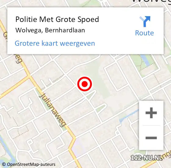 Locatie op kaart van de 112 melding: Politie Met Grote Spoed Naar Wolvega, Bernhardlaan op 31 juli 2023 16:50
