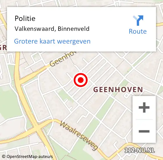 Locatie op kaart van de 112 melding: Politie Valkenswaard, Binnenveld op 31 juli 2023 17:02