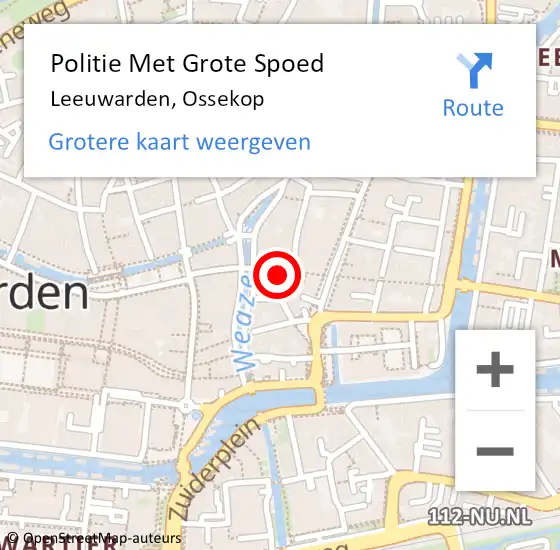 Locatie op kaart van de 112 melding: Politie Met Grote Spoed Naar Leeuwarden, Ossekop op 31 juli 2023 18:00