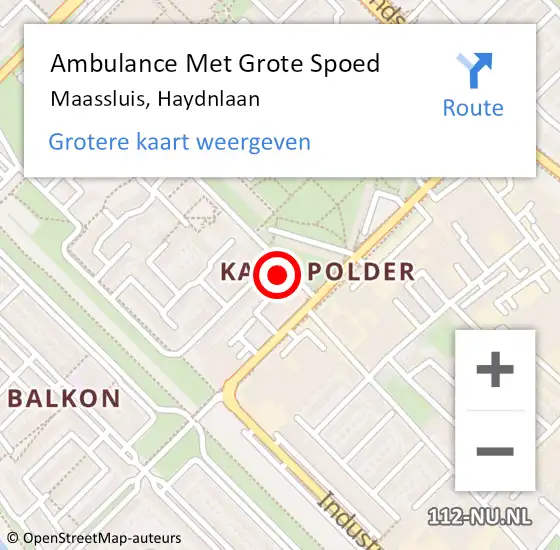 Locatie op kaart van de 112 melding: Ambulance Met Grote Spoed Naar Maassluis, Haydnlaan op 31 juli 2023 18:13