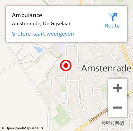 Locatie op kaart van de 112 melding: Ambulance Amstenrade, De Gijselaar op 3 september 2014 14:01