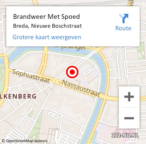 Locatie op kaart van de 112 melding: Brandweer Met Spoed Naar Breda, Nieuwe Boschstraat op 31 juli 2023 18:37