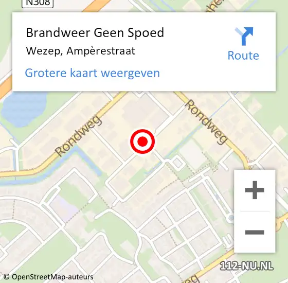 Locatie op kaart van de 112 melding: Brandweer Geen Spoed Naar Wezep, Ampèrestraat op 31 juli 2023 18:50