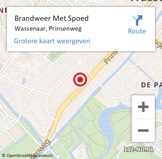 Locatie op kaart van de 112 melding: Brandweer Met Spoed Naar Wassenaar, Prinsenweg op 31 juli 2023 18:54