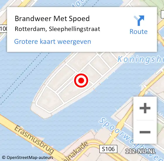 Locatie op kaart van de 112 melding: Brandweer Met Spoed Naar Rotterdam, Sleephellingstraat op 31 juli 2023 19:03