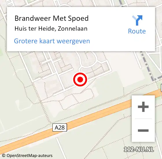 Locatie op kaart van de 112 melding: Brandweer Met Spoed Naar Huis ter Heide, Zonnelaan op 31 juli 2023 19:10
