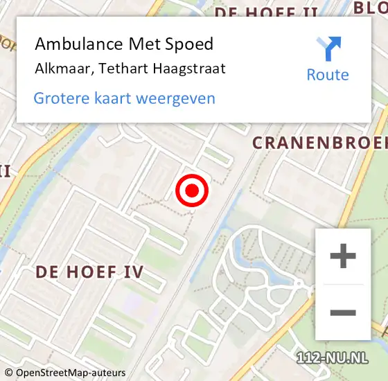 Locatie op kaart van de 112 melding: Ambulance Met Spoed Naar Alkmaar, Tethart Haagstraat op 31 juli 2023 19:42