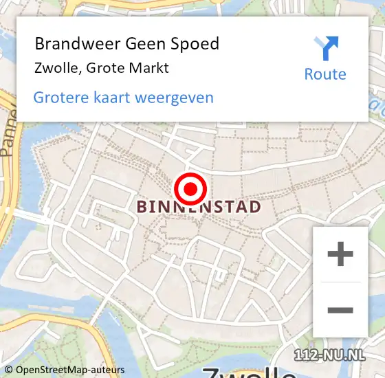 Locatie op kaart van de 112 melding: Brandweer Geen Spoed Naar Zwolle, Grote Markt op 31 juli 2023 19:47