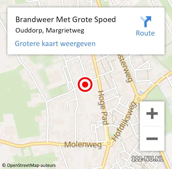 Locatie op kaart van de 112 melding: Brandweer Met Grote Spoed Naar Ouddorp, Margrietweg op 31 juli 2023 19:58