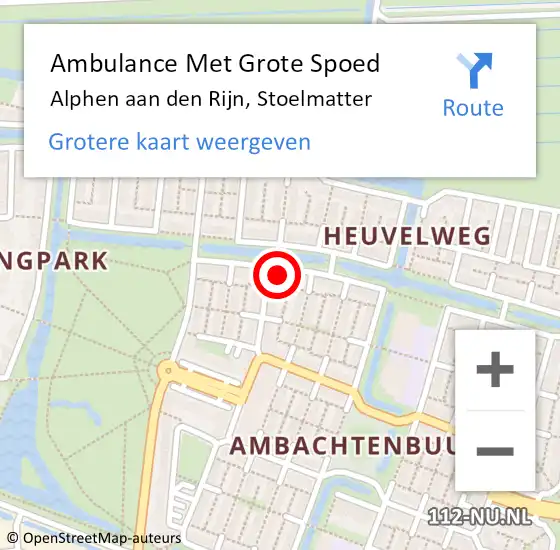 Locatie op kaart van de 112 melding: Ambulance Met Grote Spoed Naar Alphen aan den Rijn, Stoelmatter op 31 juli 2023 20:02