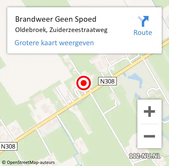 Locatie op kaart van de 112 melding: Brandweer Geen Spoed Naar Oldebroek, Zuiderzeestraatweg op 31 juli 2023 20:14