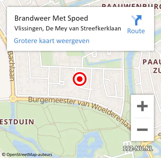 Locatie op kaart van de 112 melding: Brandweer Met Spoed Naar Vlissingen, De Mey van Streefkerklaan op 31 juli 2023 20:30