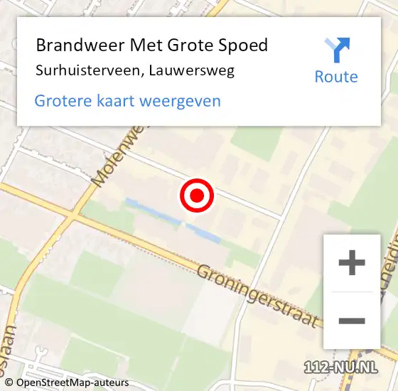 Locatie op kaart van de 112 melding: Brandweer Met Grote Spoed Naar Surhuisterveen, Lauwersweg op 31 juli 2023 20:34