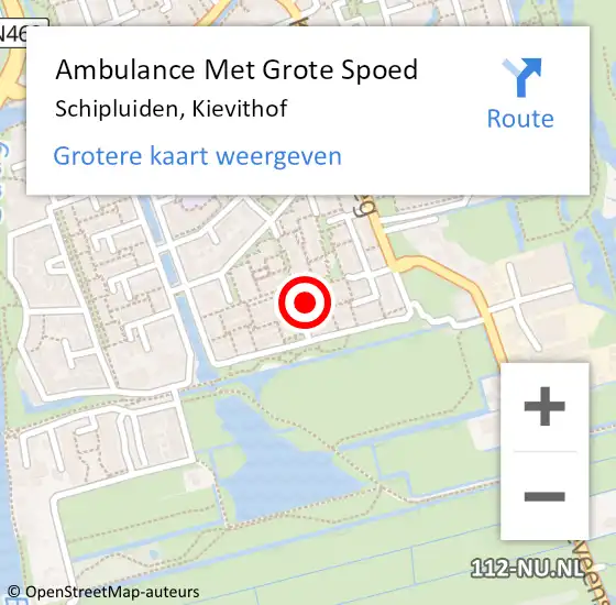 Locatie op kaart van de 112 melding: Ambulance Met Grote Spoed Naar Schipluiden, Kievithof op 31 juli 2023 20:59