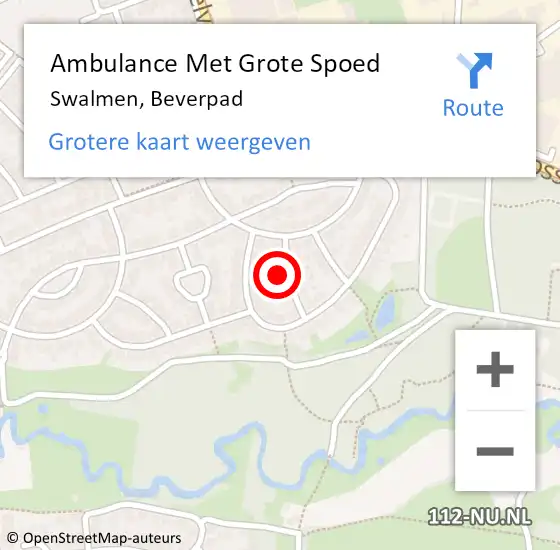 Locatie op kaart van de 112 melding: Ambulance Met Grote Spoed Naar Swalmen, Beverpad op 31 juli 2023 21:10