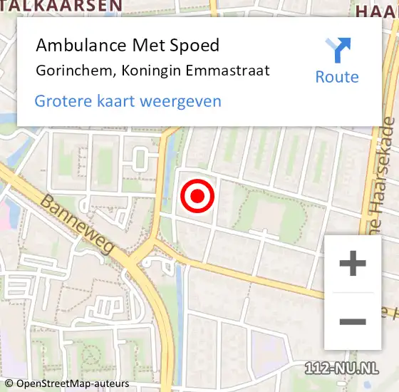 Locatie op kaart van de 112 melding: Ambulance Met Spoed Naar Gorinchem, Koningin Emmastraat op 31 juli 2023 21:15