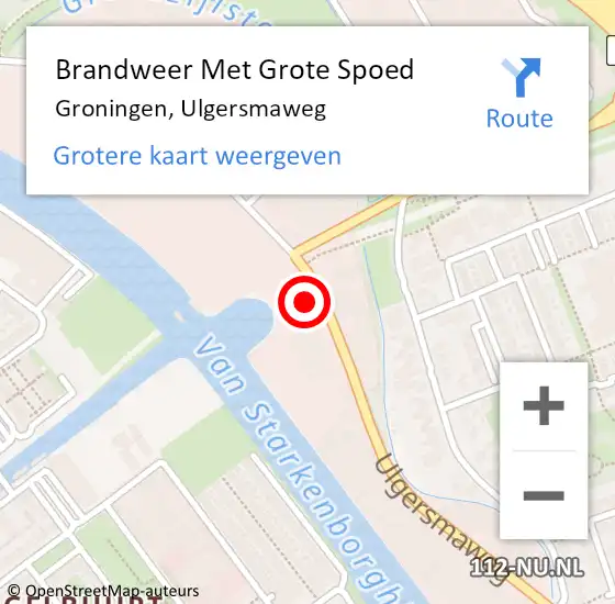 Locatie op kaart van de 112 melding: Brandweer Met Grote Spoed Naar Groningen, Ulgersmaweg op 31 juli 2023 21:17