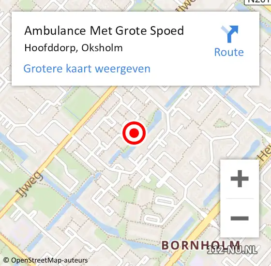 Locatie op kaart van de 112 melding: Ambulance Met Grote Spoed Naar Hoofddorp, Oksholm op 31 juli 2023 21:43