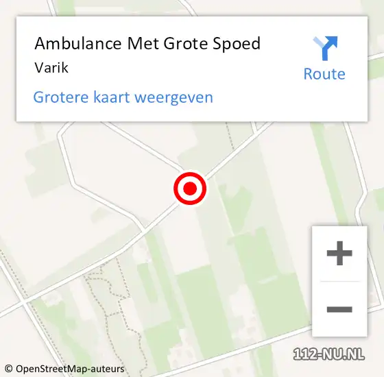 Locatie op kaart van de 112 melding: Ambulance Met Grote Spoed Naar Varik op 31 juli 2023 22:10