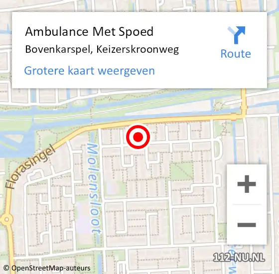 Locatie op kaart van de 112 melding: Ambulance Met Spoed Naar Bovenkarspel, Keizerskroonweg op 31 juli 2023 22:12