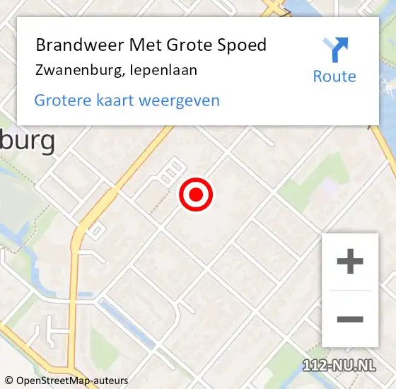 Locatie op kaart van de 112 melding: Brandweer Met Grote Spoed Naar Zwanenburg, Iepenlaan op 31 juli 2023 22:26