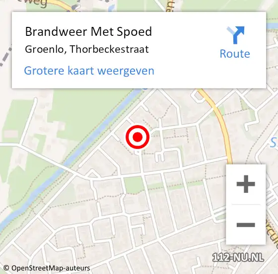 Locatie op kaart van de 112 melding: Brandweer Met Spoed Naar Groenlo, Thorbeckestraat op 31 juli 2023 22:40