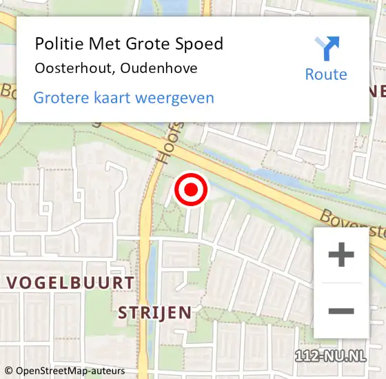 Locatie op kaart van de 112 melding: Politie Met Grote Spoed Naar Oosterhout, Oudenhove op 31 juli 2023 23:19