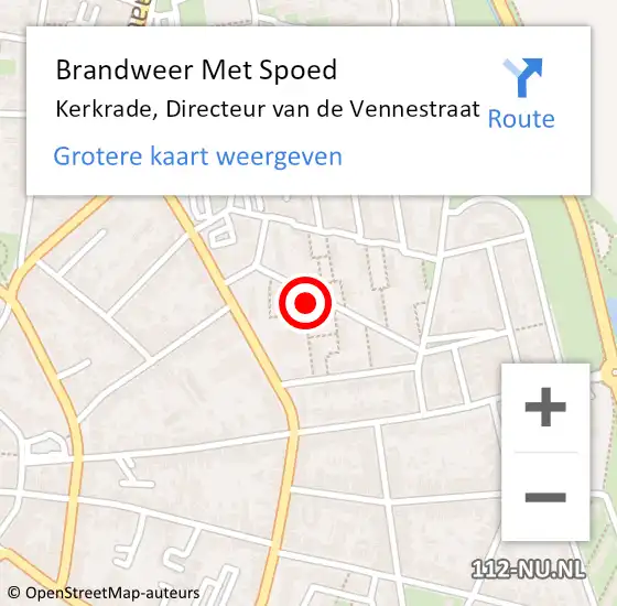 Locatie op kaart van de 112 melding: Brandweer Met Spoed Naar Kerkrade, Directeur van de Vennestraat op 31 juli 2023 23:38