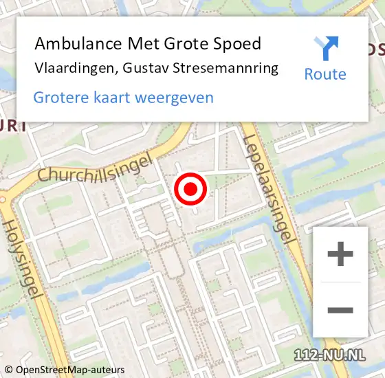 Locatie op kaart van de 112 melding: Ambulance Met Grote Spoed Naar Vlaardingen, Gustav Stresemannring op 31 juli 2023 23:50